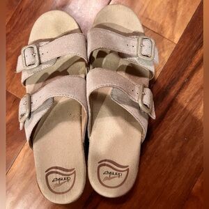 DANSKO Sophie 2 Strap Leather Wedge Sandals Shimmery Strap 40 9-9.5 women’s‎ EUC